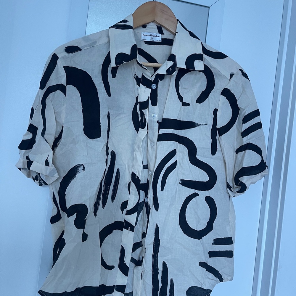 3 Piece Abstract Black and White Set (2 shirts, 1 pants)